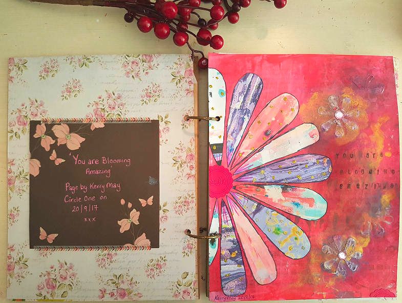 Journal page process using acrylic paint, mixed media and collage sheets from Mrs Brimbles patreon - Kerrymay._.Makes