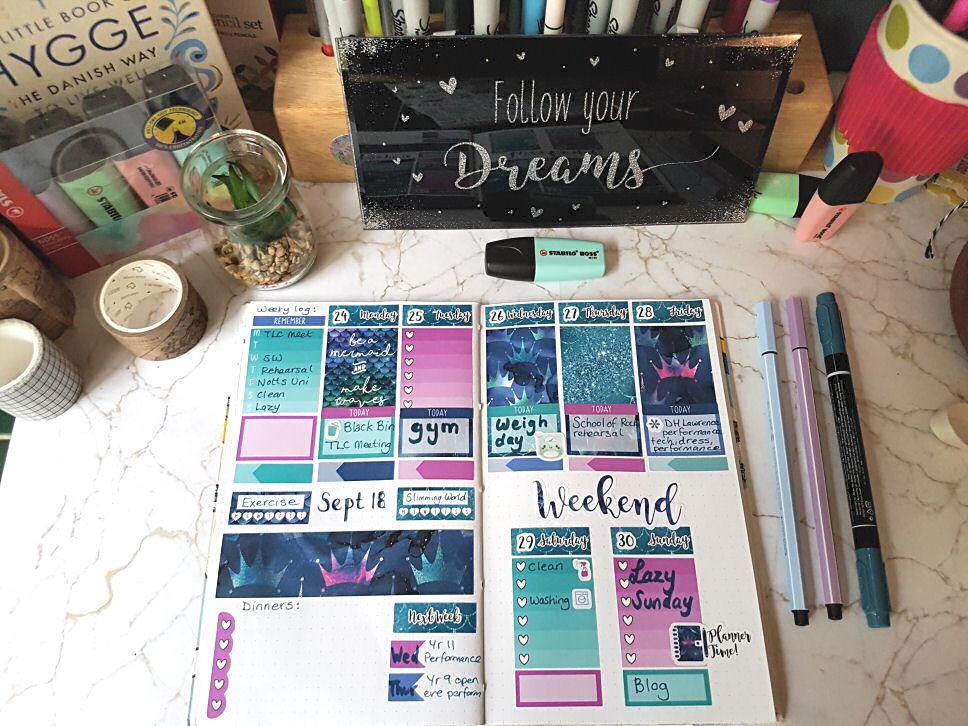Plan with me mermaid planner layout using a beautiful kit from Hazy Days UK includes a full chatty video #planwithme #pwm #plannerlayout #mermaidplannerkit