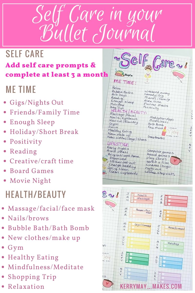 Self Care and Mood Tracking ideas in your Bullet Journal