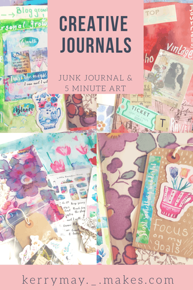 Creative junk journal of my goals and aspirations and a 5 minute quick art journal / creative journal page process video - Kerrymay._.Makes #5minutejournal #artjournal #creativejournal