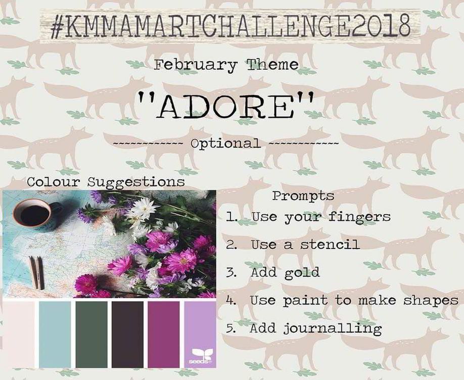 February's Prompt - 12 months of art journaling challenges, one challenge a month with prompts and a place to share and win prizes over on my Facebook group Kerrymay Makes a Mess - Kerrymay._.Makes
