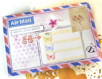 Happy mail ideas and inspiration for creating mixed media decorative envelopes and tags using watercolour and scrapbook embellishments from the April Lollipop Box kit.