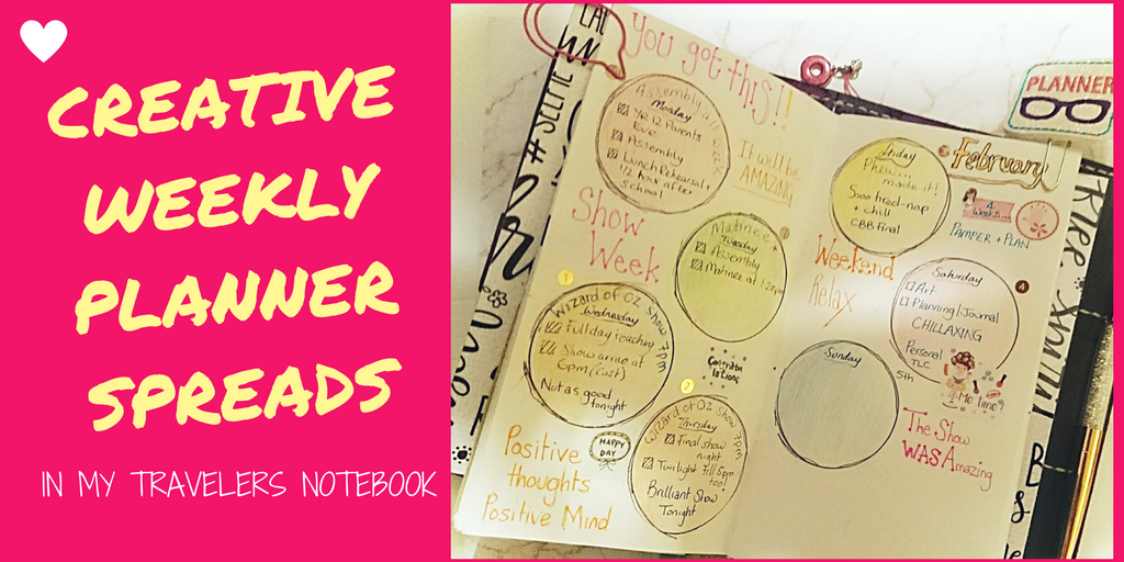 Creative weekly spreads and planner layouts in my Travelers Notebook - Kerrymay._.Makes #plannerspreads #plannerlayouts #creativeplanning