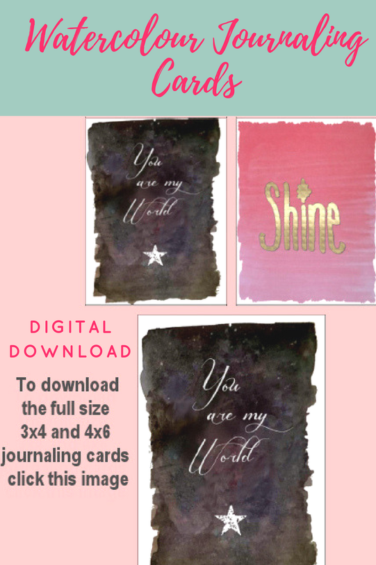 Watercolour 3x4 and 4x6 journaling cards to download - Kerrymay._.Makes