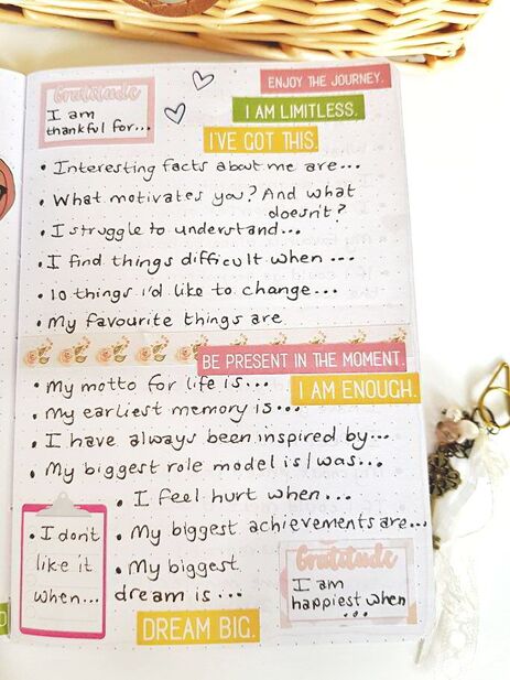 40 Self Discovery Journaling prompts that you can use in your journals and bullet journals to help you on your way to self discovery 