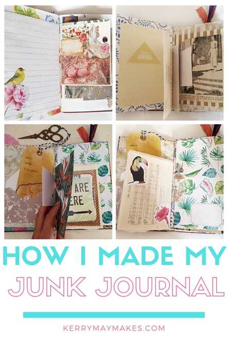 How I made my junk journal using an altered book and sewn in signatures for a challenge in my Facebook Group Kerrymay Makes a Mess - Kerrymay._.Makes #junkjournal #alteredbook #junkjournalchallenge