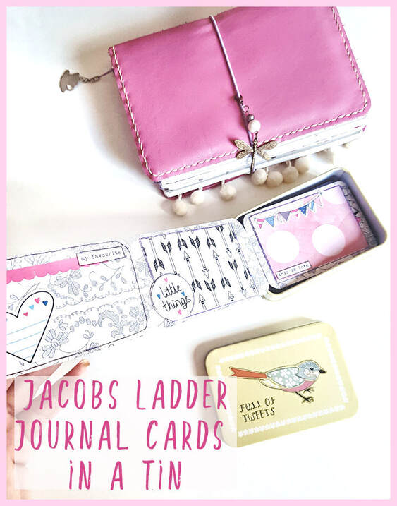 Concertina Jacobs ladder style journaling cards to be placed in a tin. These make perfect gifts for Mothers Day or Valentines Day.  #jacobsladdercards #journalcards #altoidtincards