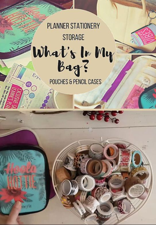 A peek into my planner storage bag. Stationery and planner accessories storage pouches, pencil cases and washi tape storage #plannerbag #whatsinmybag Kerrymay._.Makes