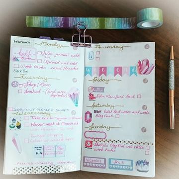 Creative weekly spreads and planner layouts in my Travelers Notebook - Kerrymay._.Makes #plannerspreads #plannerlayouts #creativeplanning 