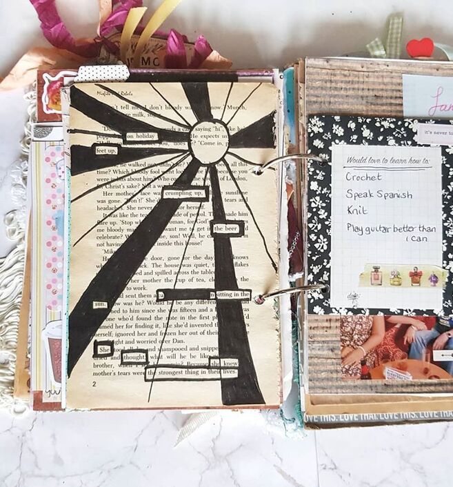 Junk Journal fully completed flip through bound using large rings 