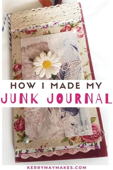 How I made my junk journal using an altered book and sewn in signatures for a challenge in my Facebook Group Kerrymay Makes a Mess #junkjournal #alteredbook 