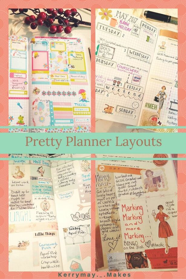 Pretty Planner Layouts and Smash Book / Planner Spreads #plannerspreads #plannerlayouts - Kerrymay._.Makes