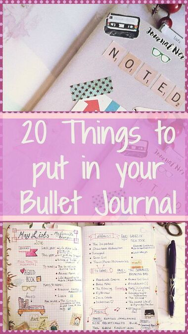 20 Things to put in to your bullet journal. Ideas and inspiration for what to add into your bullet / bujo / lists journal. Kerrymay._.Makes #bulletjournal #bujo #bujoinspiration