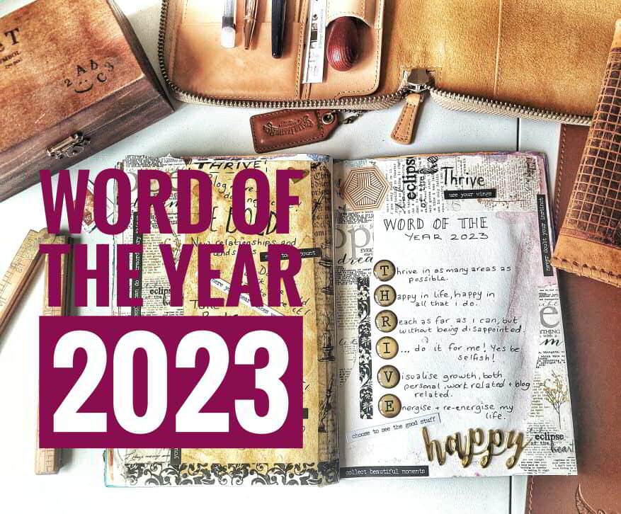 Word of the Year 2023. I have create a vintage journaling page / junk journal spread for my word: Thrive. 